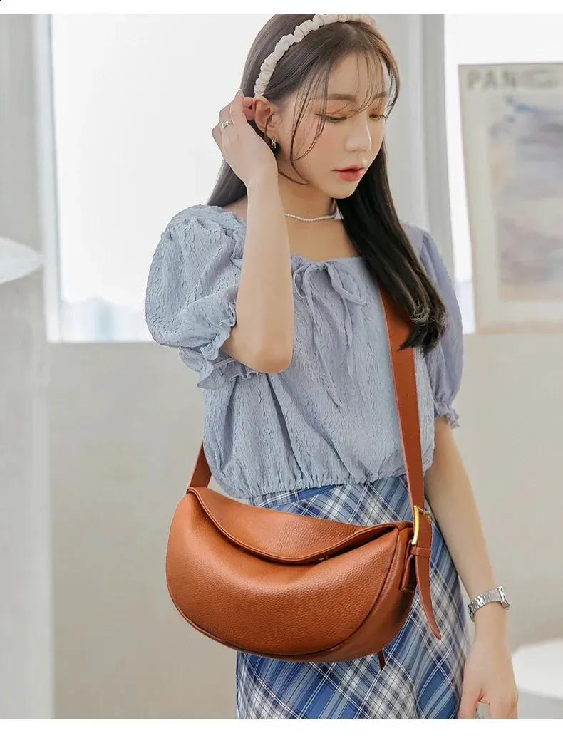 Borsa a mano da donna in vera pelle al 100%, tracolla larga, borsa a tracolla da donna di alta qualità, 240828_voghion.com