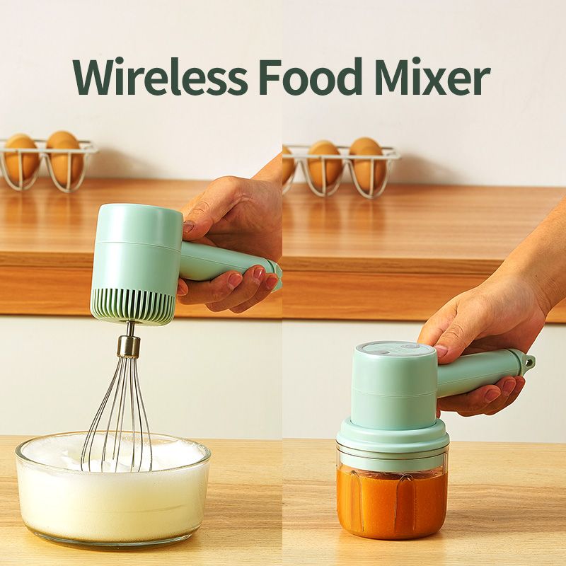 Trådlös 3-hastighets minimixer elektrisk matmixer handhållen mixer äggvisp automatisk grädde mat kaka bakning degmixer_voghion.com