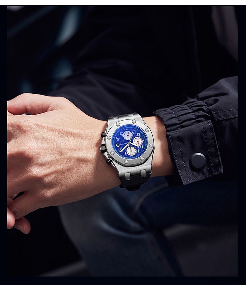 Men's Automatic Mechanical Watch With Luminous Hands, Stainless Steel Case, And Durable TPU Strap - Stylish Round Dial Watch For Casual Wear_voghion.com
