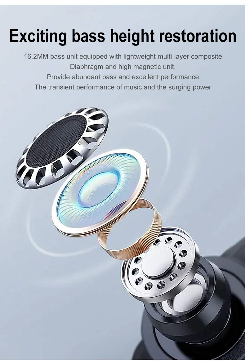 YJ22 Bluetooth-hodesett, ingen ekstern støy, ørehengende justerbare hodetelefoner med to ørestykker, med pustelys i laderommet_voghion.com