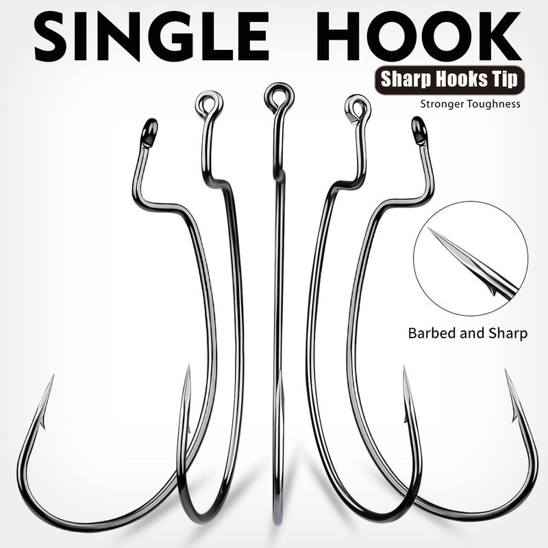 High Carbon Steel Reinforced Crank Triangle Tooth Sharp Worm Soft Bait Texas Rig Lure 50/Pack Sea Fishing Hook_voghion.com