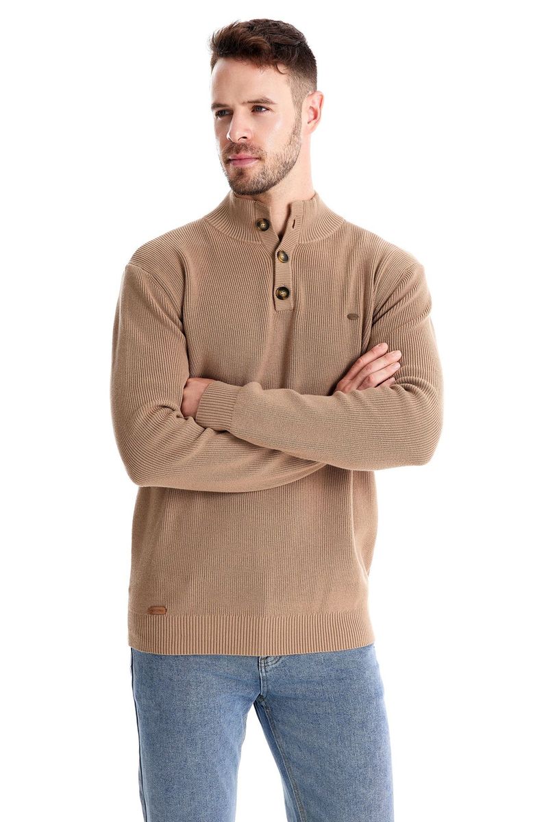 Herbst und Winter neuer halboffener Brustpullover mit langen Ärmeln, Stehkragen, einfarbig, vielseitiges, lässiges Herrenoberteil_voghion.com