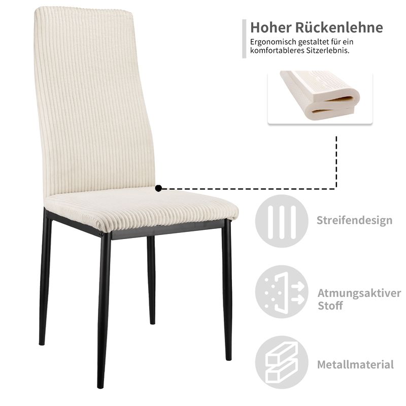 4er Set Esszimmerstühle Mit Hoher Rückenlehne, Metallgestell_voghion.com