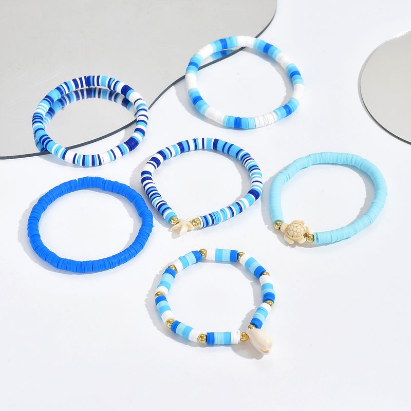 Blauwe polymeerklei groothandel armband Europese en Amerikaanse Boheemse stijl handgemaakte schelpaccessoires Oceaan stijl zeesterren en schildpad armband_voghion.com