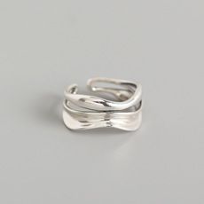 TYJ0334 Sparkling S Silver Instagram Pulling Design Stacked and Paired Diamond Ring Small Handicraft_voghion.com