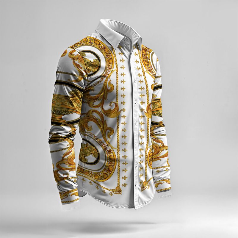 2025 Spring Summer Men Shirt Set Brand Print Fashion Printing Two Piece Set Mens Light Luxury Lightweight Party Long Sleeves_voghion.com