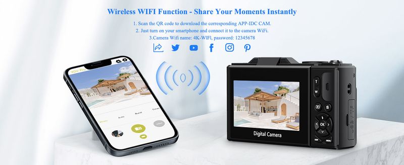 Digitalkamera für Fotografie, WiFi 64MP 4K Vlogging-Kamera F 3 Zoll 180° Flip-Screen 18-facher Digitalzoom Kompakte Vlog-Reisekamera mit 32 GB TF-Karte Schwarz_voghion.com