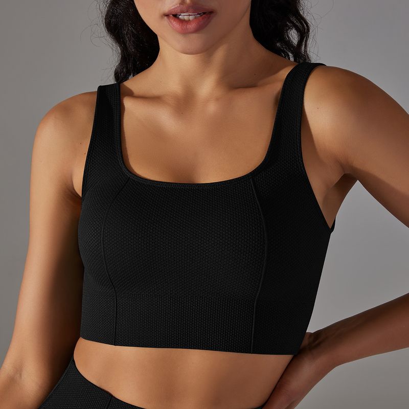 Neuer nahtlos gestrickter, einfarbiger, gepunkteter Träger, schöner Rücken-BH, Sport-Lauf-Fitnessanzug-Weste für Frauen_voghion.com