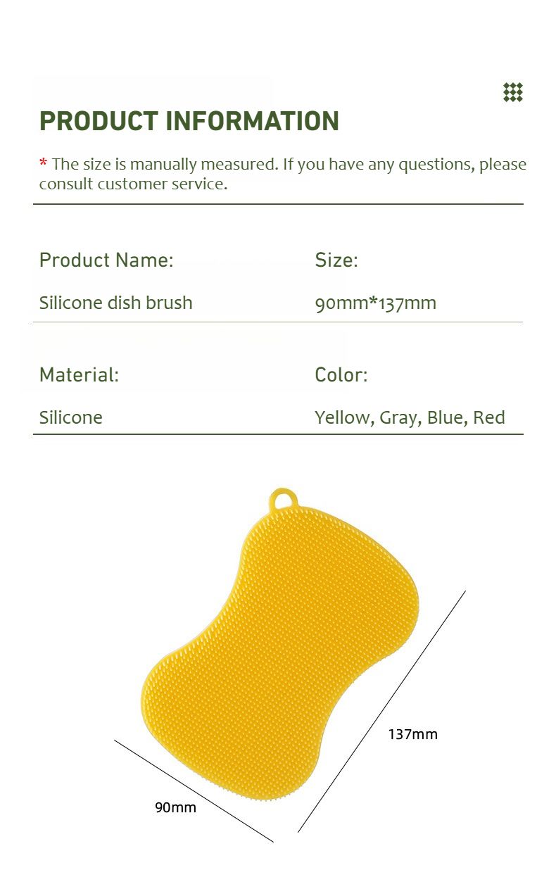 Spazzola multiuso in silicone per uso alimentare | Spazzola per la pulizia dei piatti e del viso | Spazzola in silicone 2 in 1 | Strumento per la pulizia della cucina e della cura personale_voghion.com