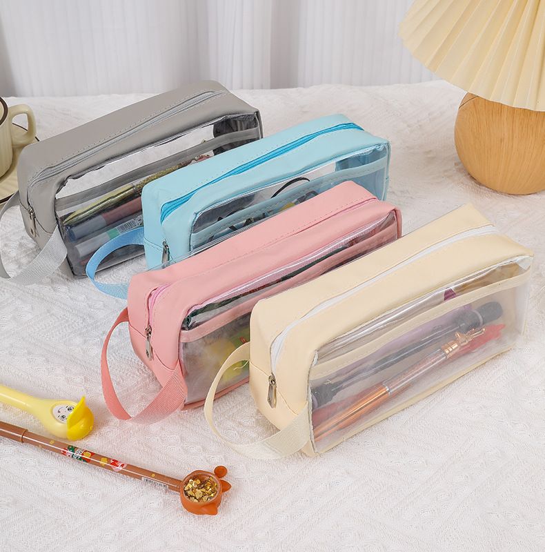 Penar transparent cu dublu strat, capacitate mare, lapte și sare, Ins, japonez, liceu și școală primară, stilou de stocare cu valoare ridicată a culorii_voghion.com