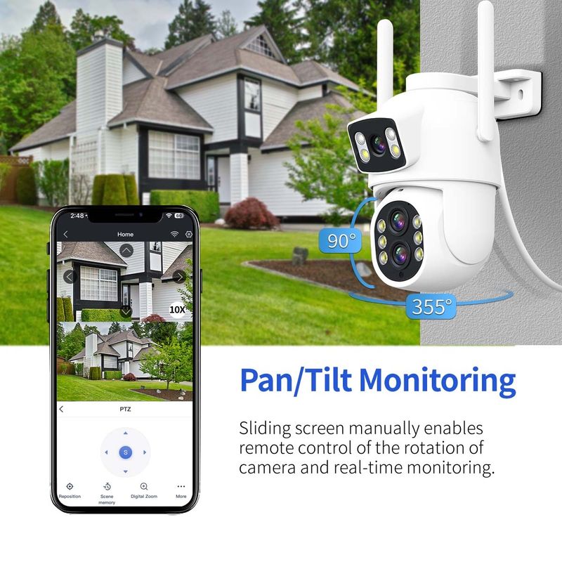 QF500 5+5MP Motion Detection WiFi Intelligent 10X Optical Zoom Camera(US Plug)_voghion.com