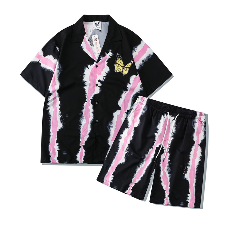 Unbeatable Quality Trendy Casual High Street Digital Printing Butterfly Loose Short Sleeved Shirt Set With Shorts For Men_voghion.com