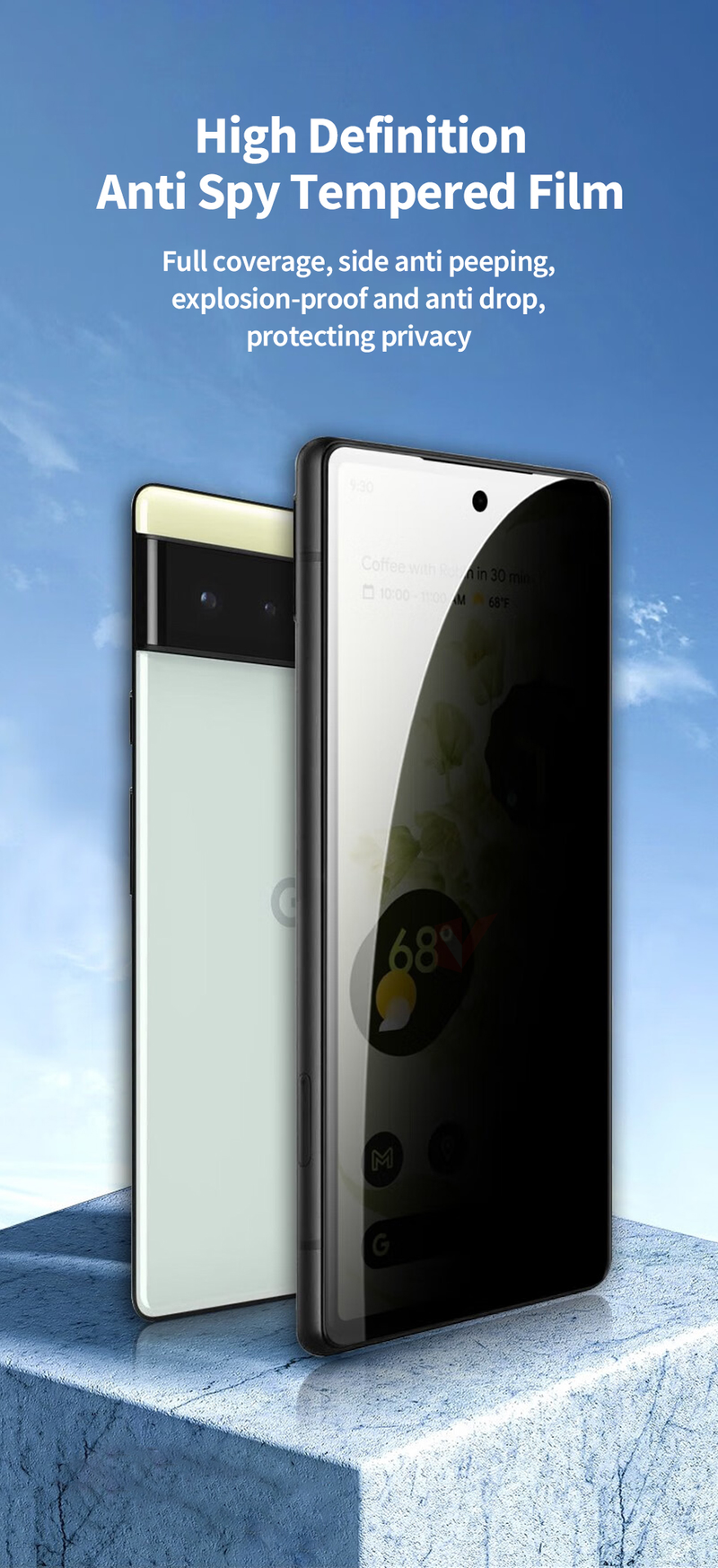 Full Cover Privacy Screen Protector for Google Pixel 7a 6a 5a 4a 3a Anti-spy Film for Google Pixel 7 6 5 4 3 2 XL Tempered Glass_voghion.com