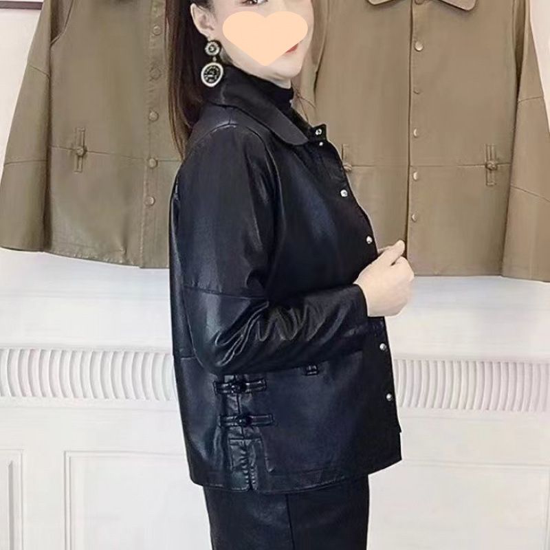 Manteau court en cuir pour femme, nouveau style chinois, ample, décontracté, à la mode, printemps-automne 2025_voghion.com