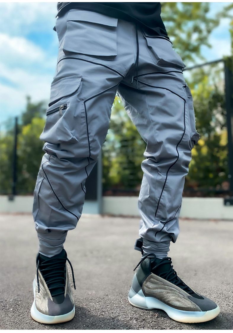 Moške odsevne cargo hlače 2022, nove hip hop hlače za prosti čas, hlače z več žepi, moške trenirke, ulična oblačila, športne hlače_voghion.com