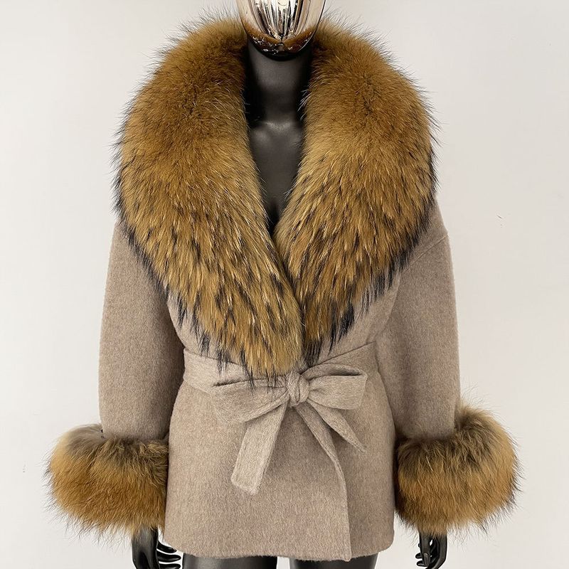 Luxuriöser doppelseitiger Wollmantel mit Fuchspelzkragen – Übergroßer Damen-Wintermantel, eleganter mittellanger Trenchcoat für Freizeit und Büro_voghion.com