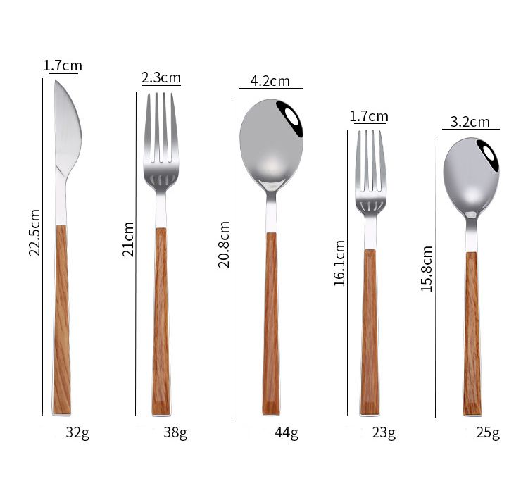 Posate con manico in legno - Set in acciaio inossidabile 304_voghion.com