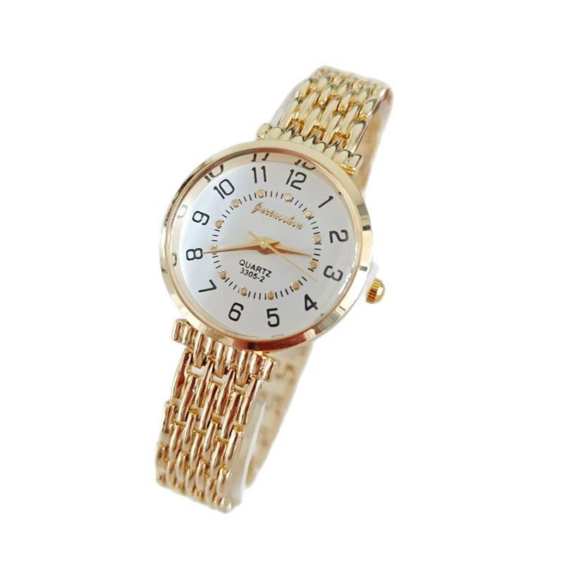 Relógio de pulso feminino com pulseira de quartzo digital trevo de quatro folhas e borboleta_voghion.com
