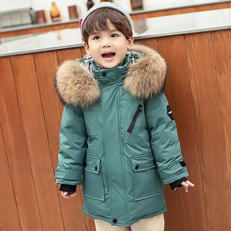 Jongens Katoenen Donsjassen Kinderen Winter Verdikt Grote Bontkraag Buitenkleding Kinderen Warme Capuchon Jassen Tiener Mode Casual_voghion.com
