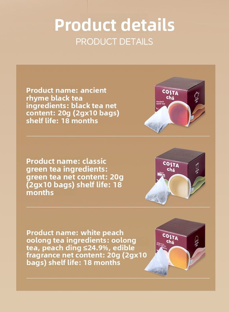 Costa White Peach Oolong Tea Bags – Delicate Floral & Fruity Blend, Perfect For Cold Brew & Gifting_voghion.com