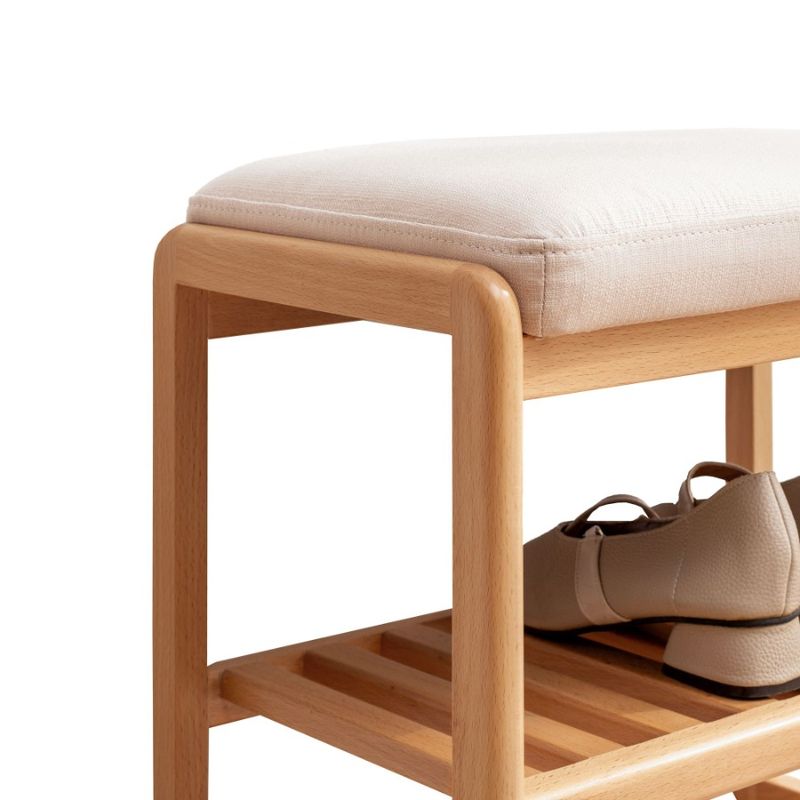 Beech Wood Rebound Storage Wood Solid Cushion Rack Sponge With Shoe Bench Natural High Organizer_voghion.com