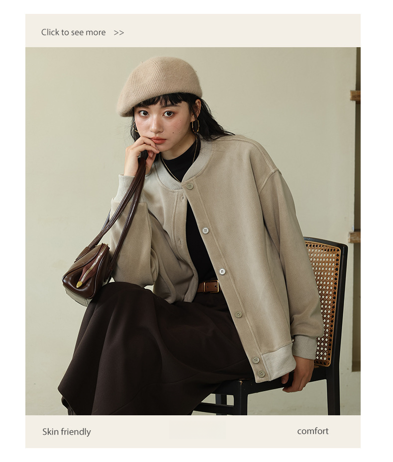 Autumn Winter Solid Color Fleece Button Cardigan Women Korean Style Warm Long Sleeve Top Versatile Slim Fit Casual_voghion.com