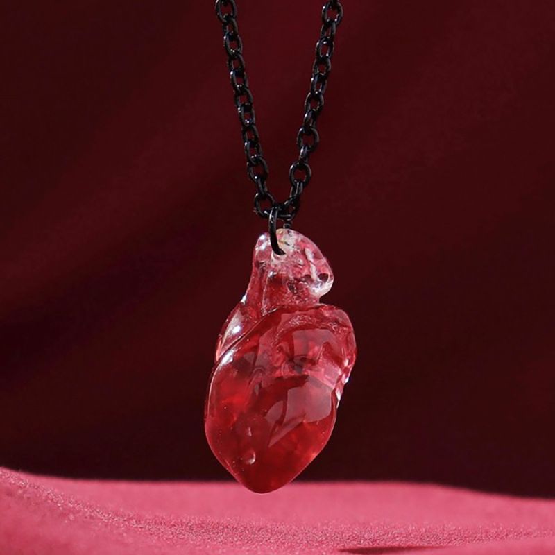 Nuevo collar de órgano de corazón de resina a la moda, colgante exagerado creativo femenino de Halloween_voghion.com