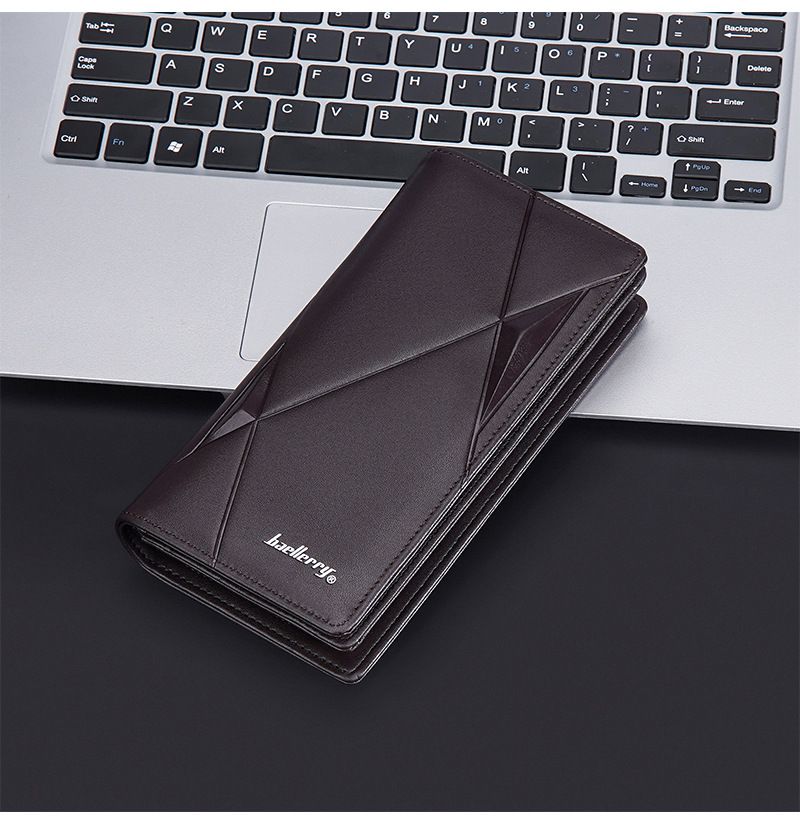 New men's long wallet baellerry cross-border multi-card slot zipper clutch business plain handbag men_voghion.com