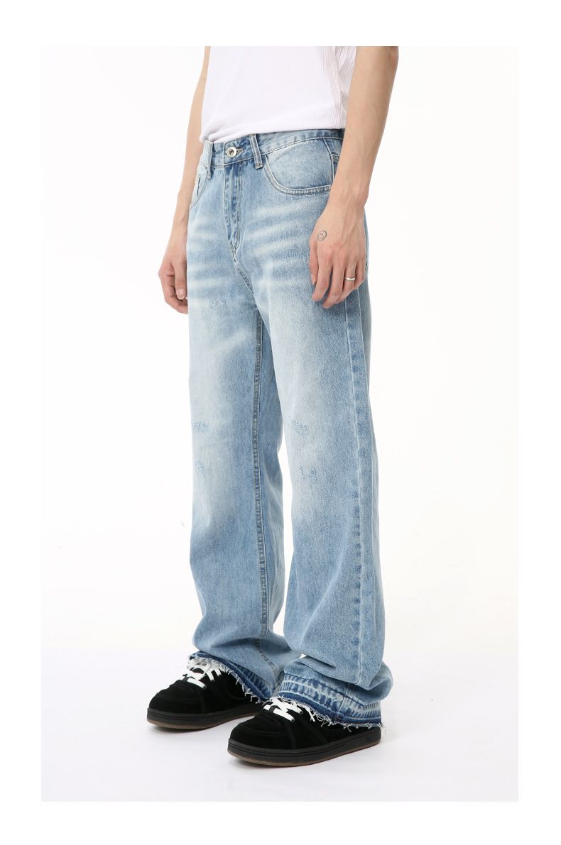 Herrenbekleidung Basic Simple Washed Flared Jeans Casual_voghion.com