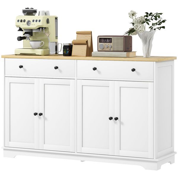 HOMCOM Modern Sideboard, Buffet Cabinet With Storage Drawers, Adjustable Shelves For Living Room, Dining Room, Entryway, White_voghion.com