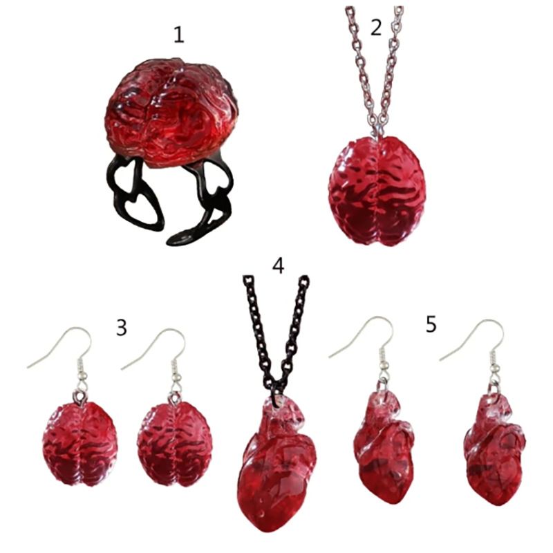 Nuevo collar de órgano de corazón de resina a la moda, colgante exagerado creativo femenino de Halloween_voghion.com