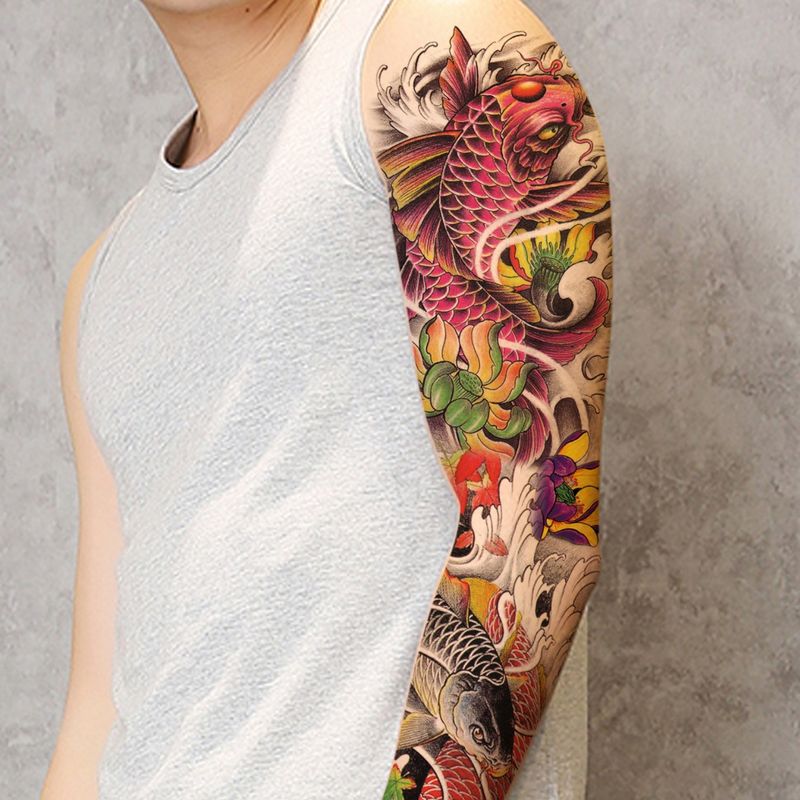 Autocollant de tatouage de bras de fleur entière unisexe en option_voghion.com