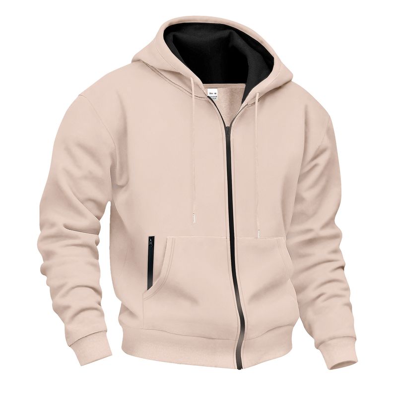 Felpa casual con cappuccio e cerniera, calda e funzionale, in velluto, per uomo, autunno e inverno_voghion.com
