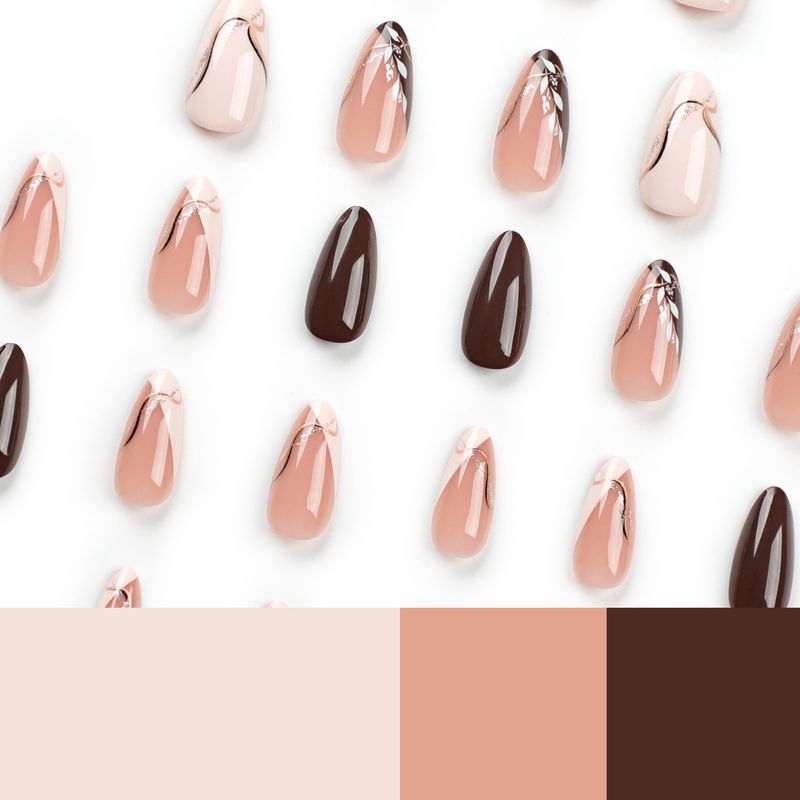 Blatt minimalistischer brauner Aufnäher tragbarer Nagellackbogen_voghion.com
