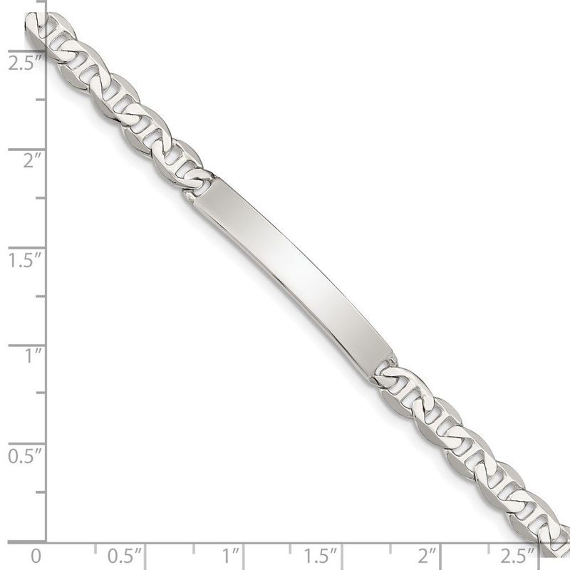 Sterling Silver Polished Engraveable Anchor Link ID Bracelet_voghion.com