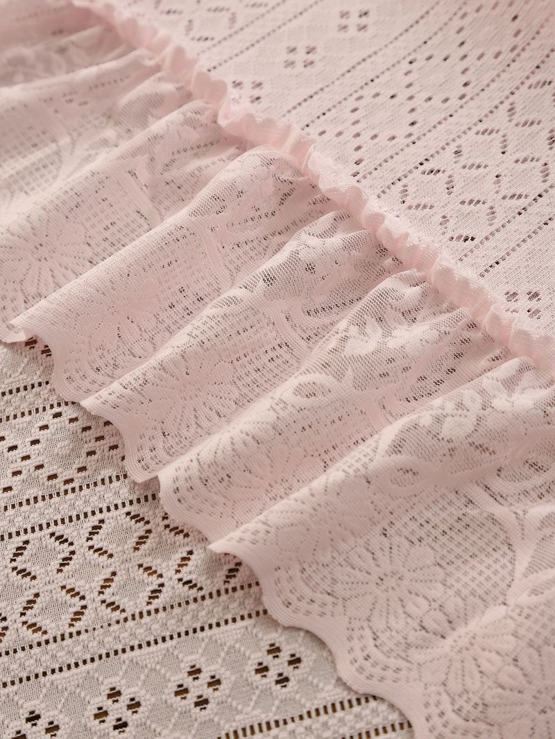 Nappe à pois avec bordure en dentelle – Housse rectangulaire en polyester de qualité supérieure pour tables à manger et tables basses (5 tailles, 5 couleurs, antidérapante et anti-poussière)_voghion.com