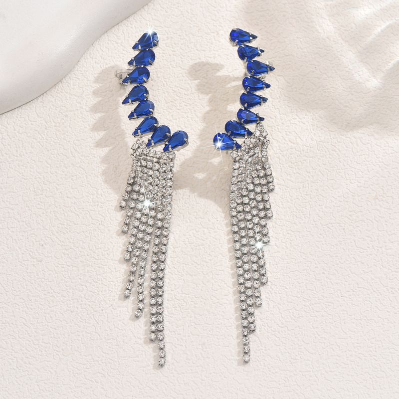Unisex Earrings Personalized Tassel Earrings Fashionable Temperament Super Flash Diamond Claw Chain Earrings_voghion.com