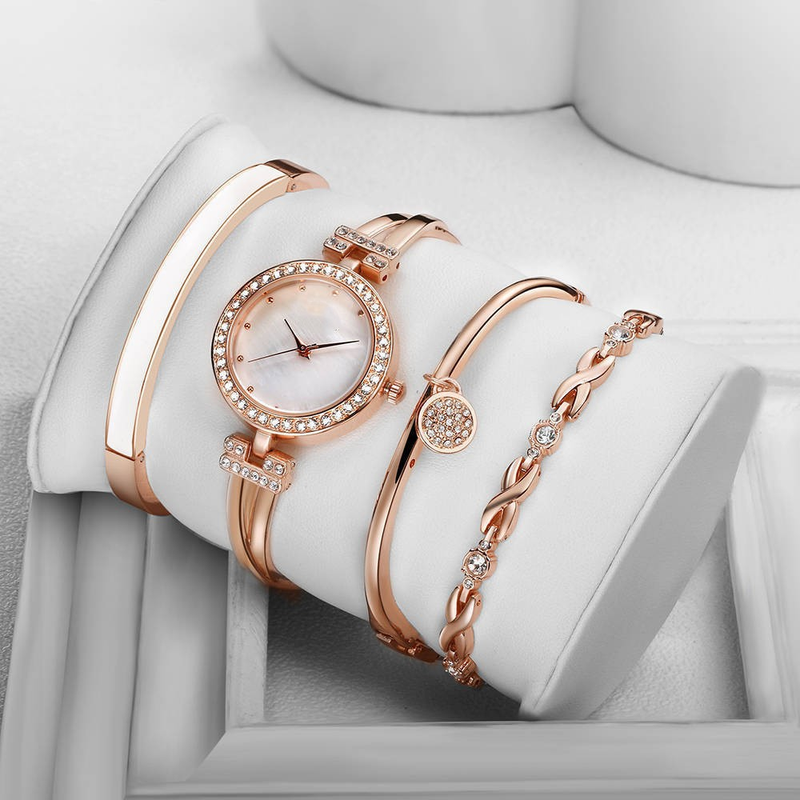 Reloj de mujer de cuatro piezas Reloj de mujer de cuatro piezas Reloj de cuarzo de moda para mujer_voghion.com