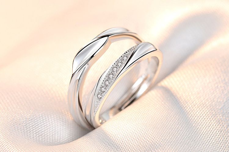 Couple Men and Women Pair Simulated Diamond Opening Zircon Classic Ring Jewelry _voghion.com