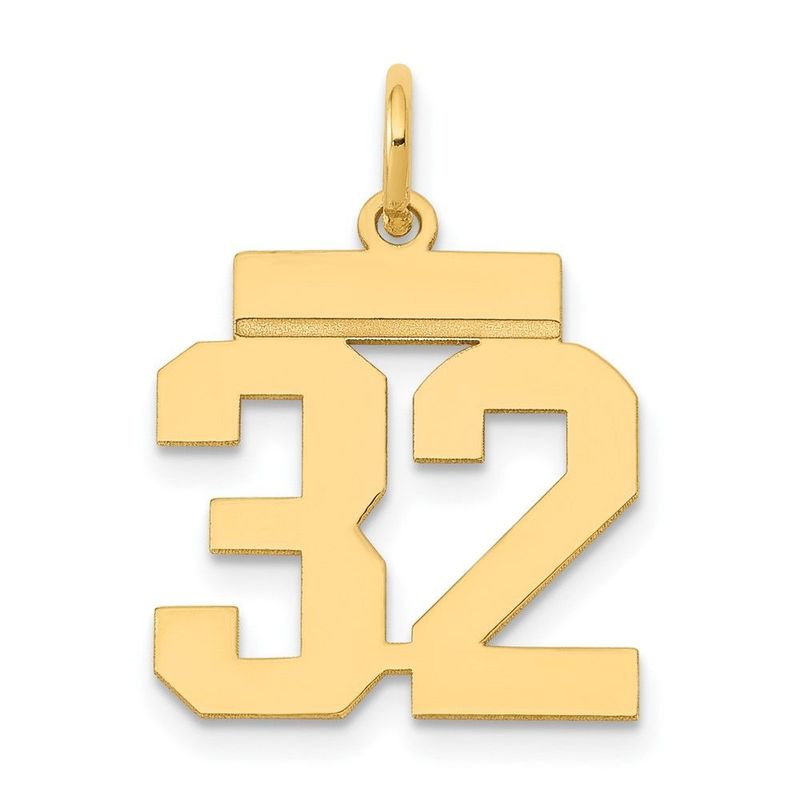 14k Small Polished Number 32 Charm_voghion.com