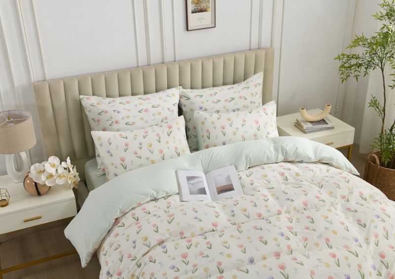 Weiche gewaschene Baumwolle Lange Kissen Bettlaken Quilt Abdeckung Bettwäsche Vier Stück Set_voghion.com