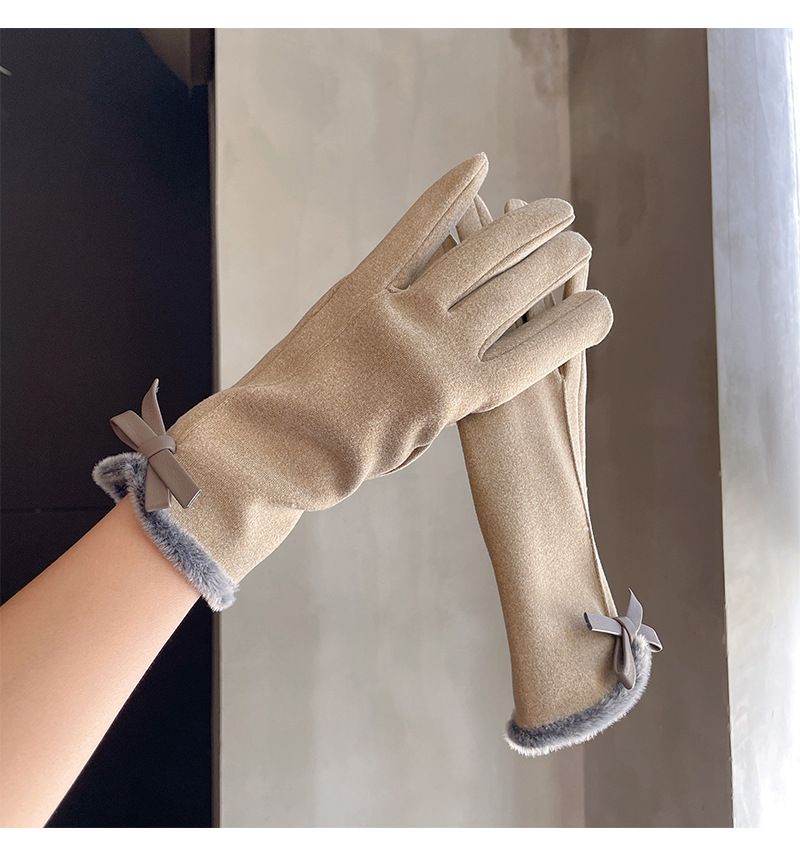 Guanti invernali da donna con touch screen, per guida e ciclismo, in pile spesso per isolamento dal freddo e calore, versione coreana_voghion.com