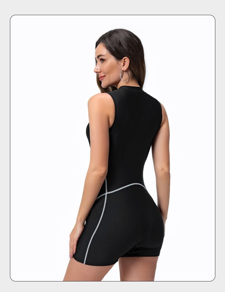 Wettkampf-Badeanzug für Damen – Hochleistungs-Einteiler | Chlorbeständig & LSF 50+ zum Surfen/Tauchen (Schwarz/Blau, S-XL) | Bademode_voghion.com