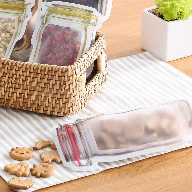 6 bolsas reutilizables para tarros de cristal, para almacenar alimentos, dulces, comestibles, con cierre hermético, para cocina, nueces, galletas, aperitivos y mucho más._voghion.com