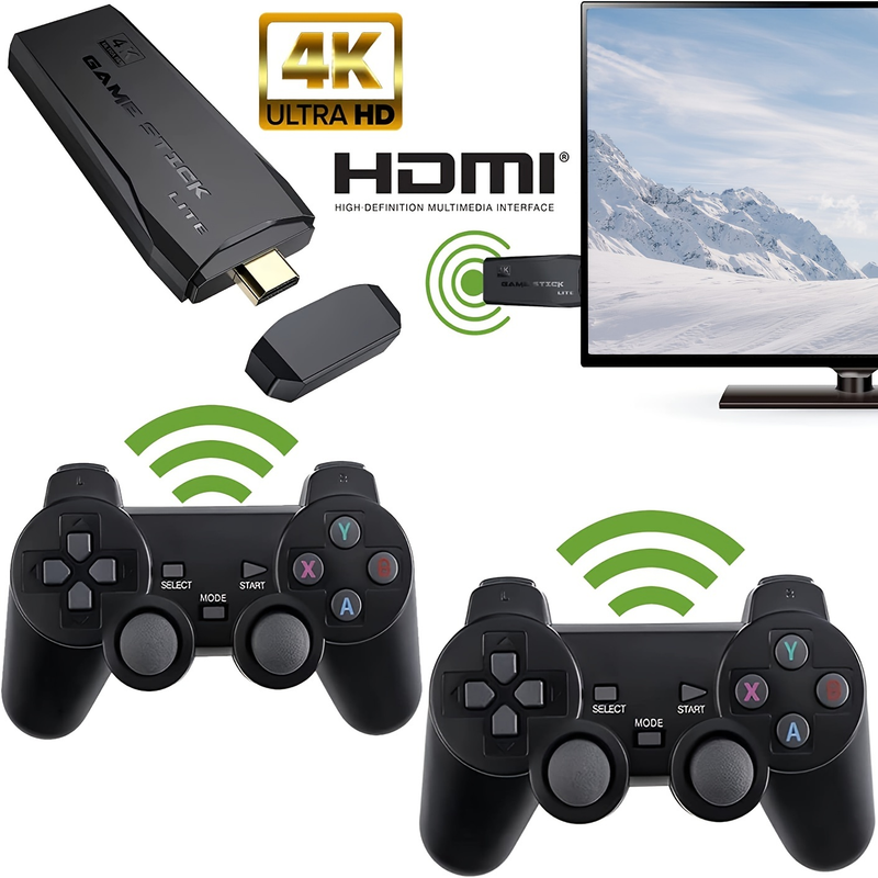 Consolă de jocuri wireless M8 Game Stick HD 4K, 64 GB, cu controler wireless dual 2.4G_voghion.com
