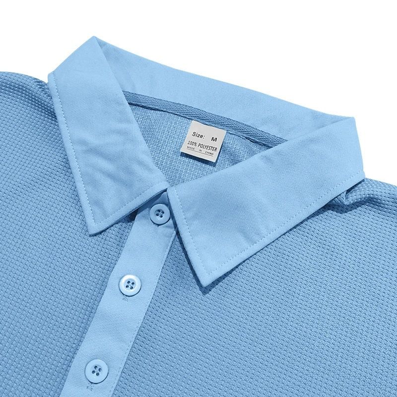 Herren-Poloshirt mit Waffelstrick und langen Ärmeln und Button-Down-Kragen – bequemes und stylisches Freizeit-T-Shirt für den Alltag_voghion.com