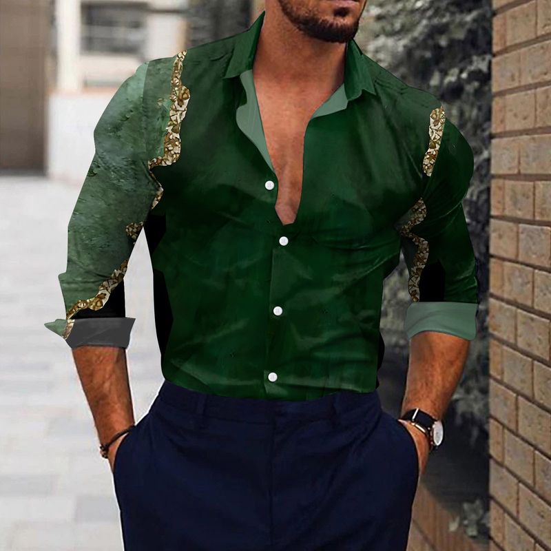 camicia ampia da spiaggia stampata in 3D floreale casual da uomo a maniche lunghe_voghion.com