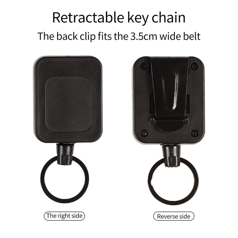 Portachiavi retrattile automatico con fibbia quadrata nera, semplice, anti-smarrimento e anti-furto, facile da tirare, da uomo_voghion.com
