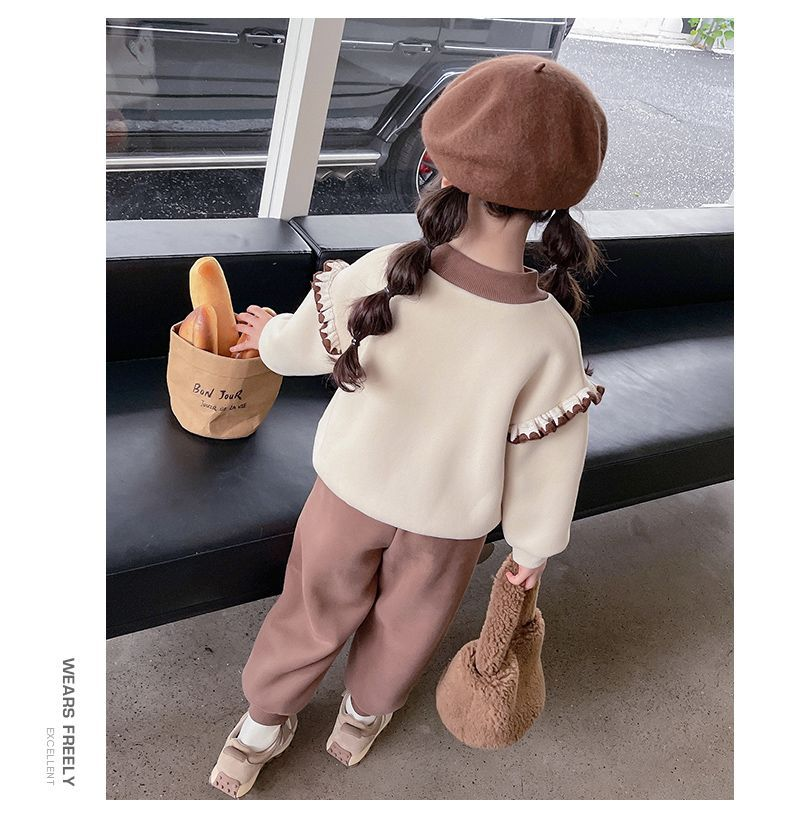 Mädchen Winterkleid Plüsch verdickter Pullover 2023 neue Mode Cartoon Top Hosen zweiteiliges Set für mittlere und große_voghion.com