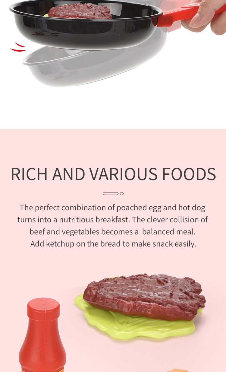 Bambini Cucina Cibo Giocattoli Simulazione Padella Verdure Bistecca Pane Hot Dog Frittata Gioco Giocattolo Set per Bambini Ragazze Istruzione_voghion.com